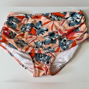 Women's Ruched High waisted swim Bottoms size L